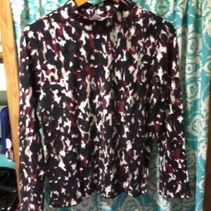 Rebecca Malone‎ Black and White Abstract Print Mock turtleneck